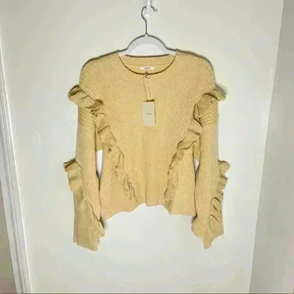 Tularosa Quinn Ruffle Sweater in Cream Size Large - Picture 2 of 6
